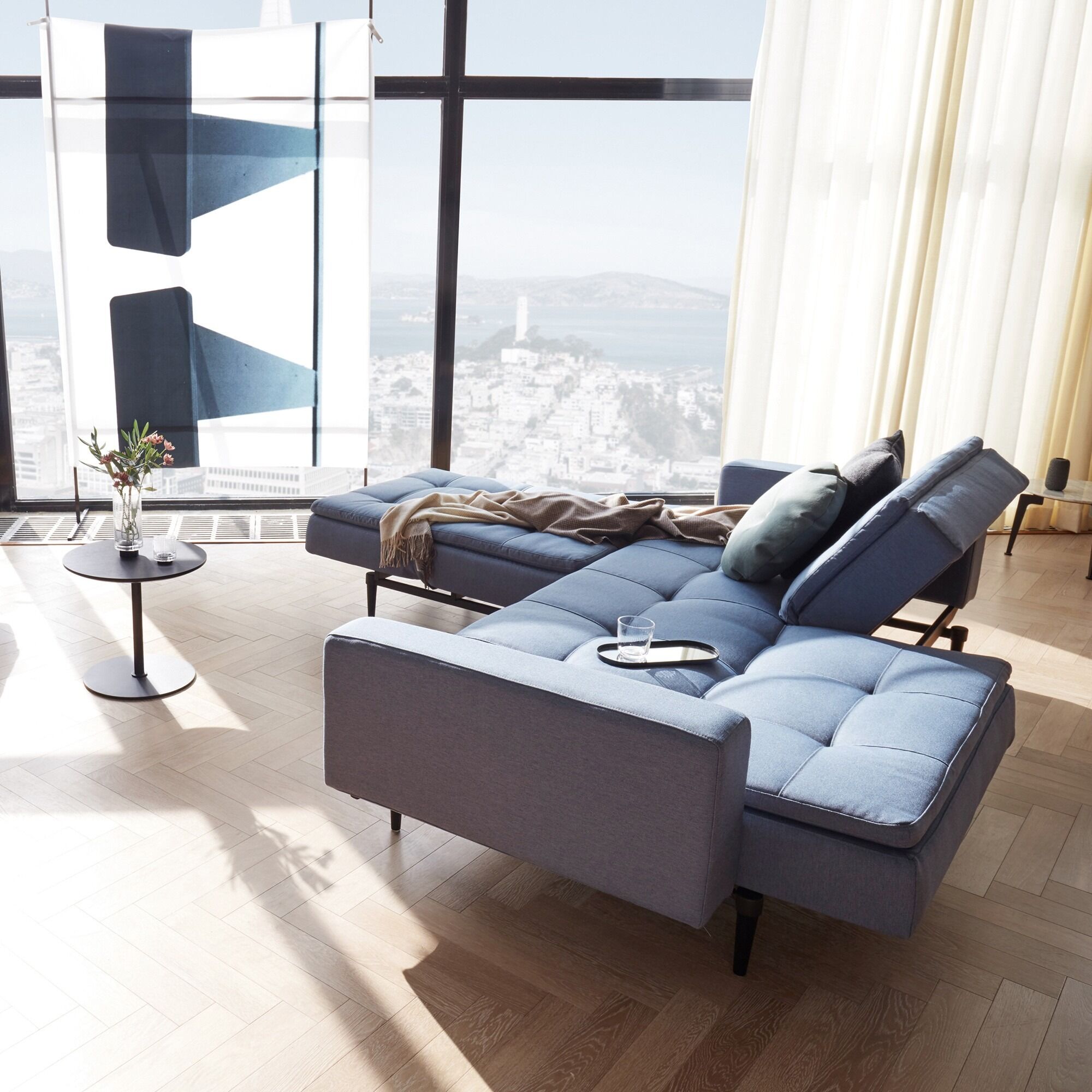 Dublexo Styletto Sofa Bed Dark Wood With Arms By Innovation