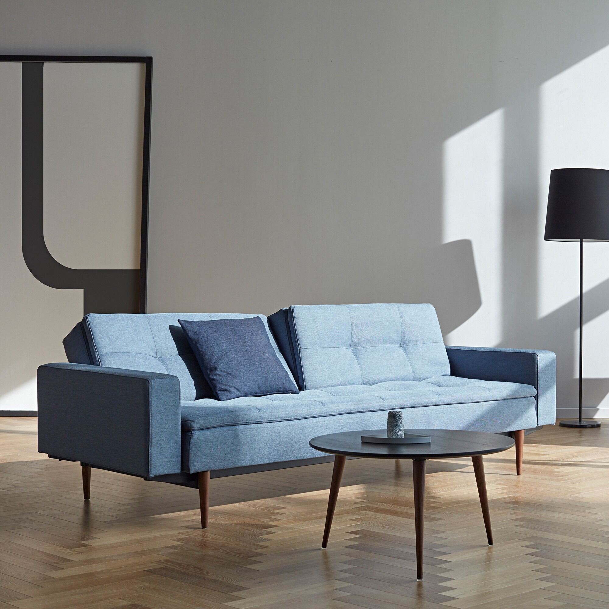 Dublexo Styletto Sofa Bed Dark Wood With Arms By Innovation